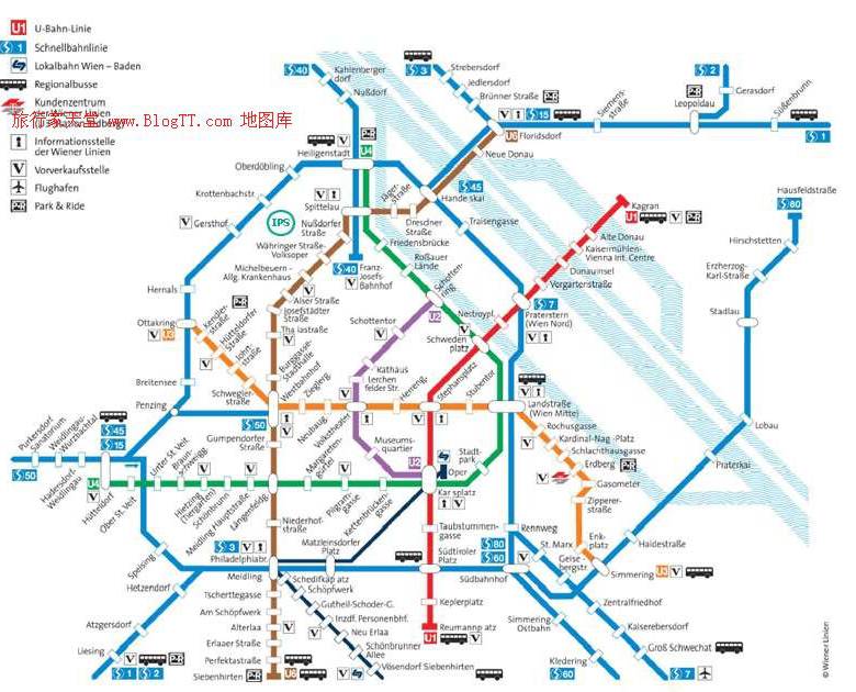 维也纳地铁加轻轨火车地图